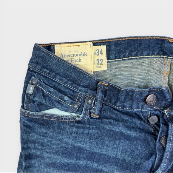 Abercrombie & Fitch 34x32 The A&F Boot Faded Denim Blue Jeans Button-Fly Bootcut - Picture 5 of 13